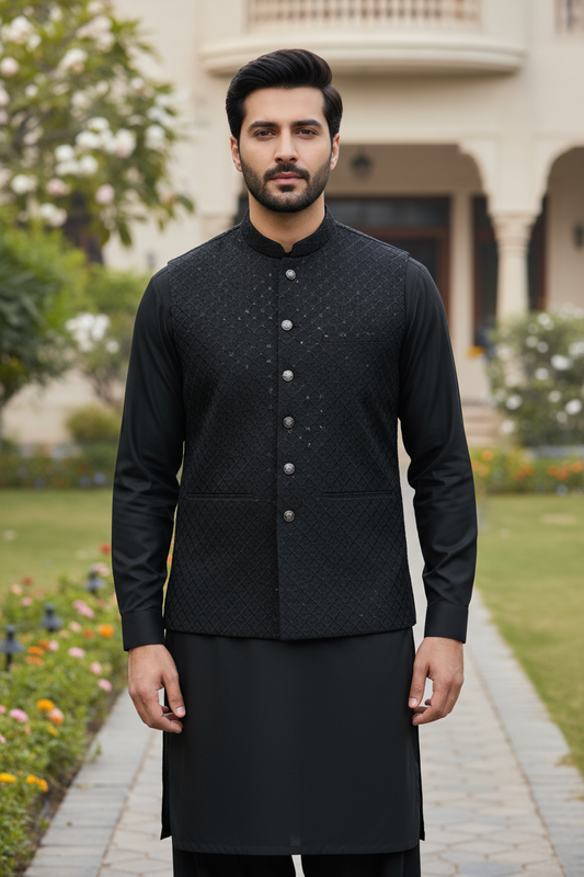 Men Black Waistcoat