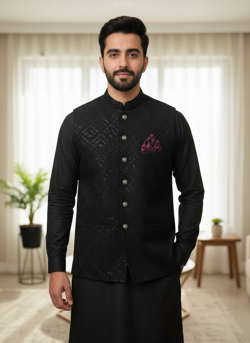 Men Black Waistcoat