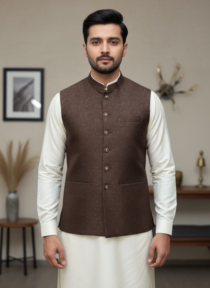 Men Brown Waistcoat