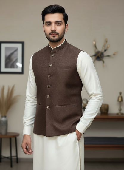 Men Brown Waistcoat