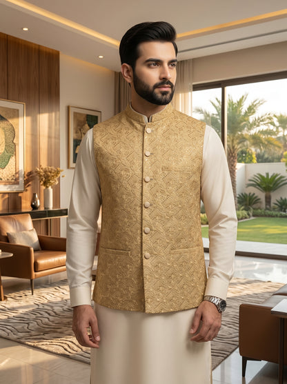 Men Golden Waistcoat