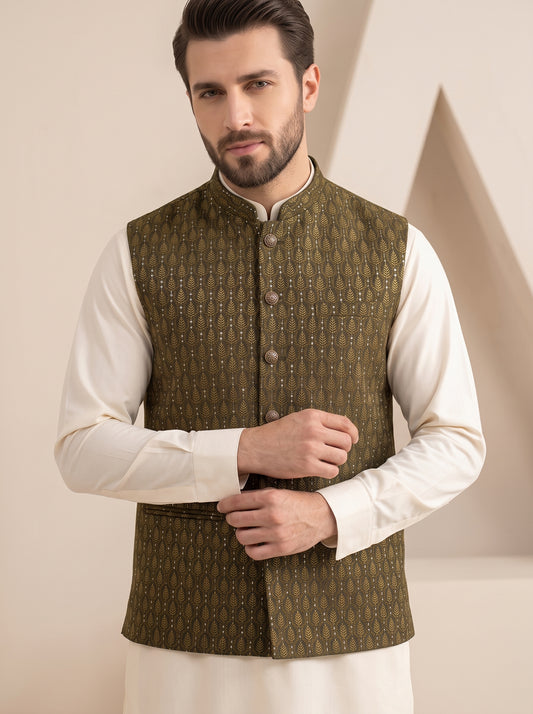 Men Mehndi Waistcoat