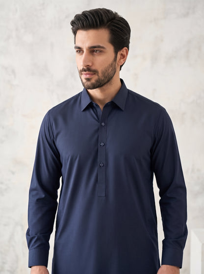 Men Navy Blue kameez Shalwar
