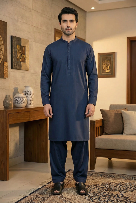 Men Navy Blue kameez Shalwar