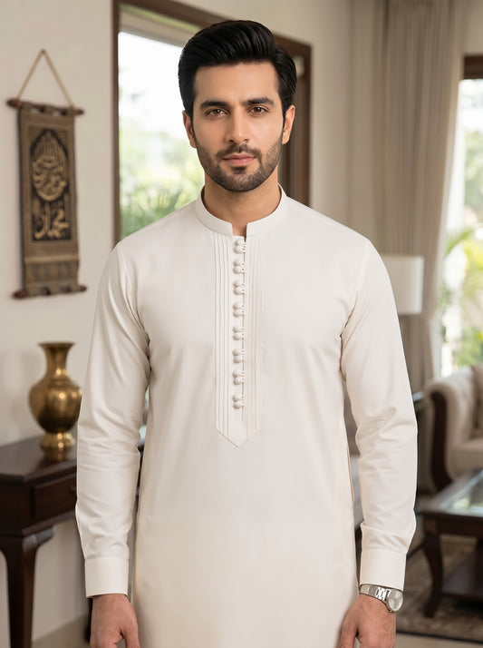 Men Off White kameez Shalwar
