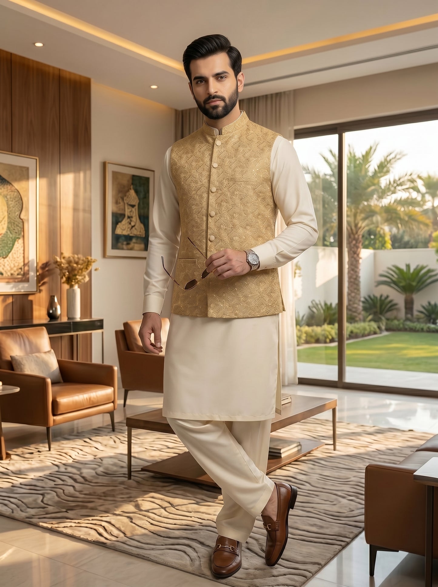 Men Golden Waistcoat