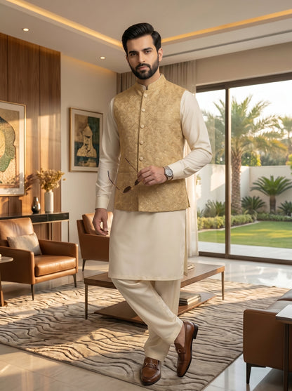 Men Golden Waistcoat