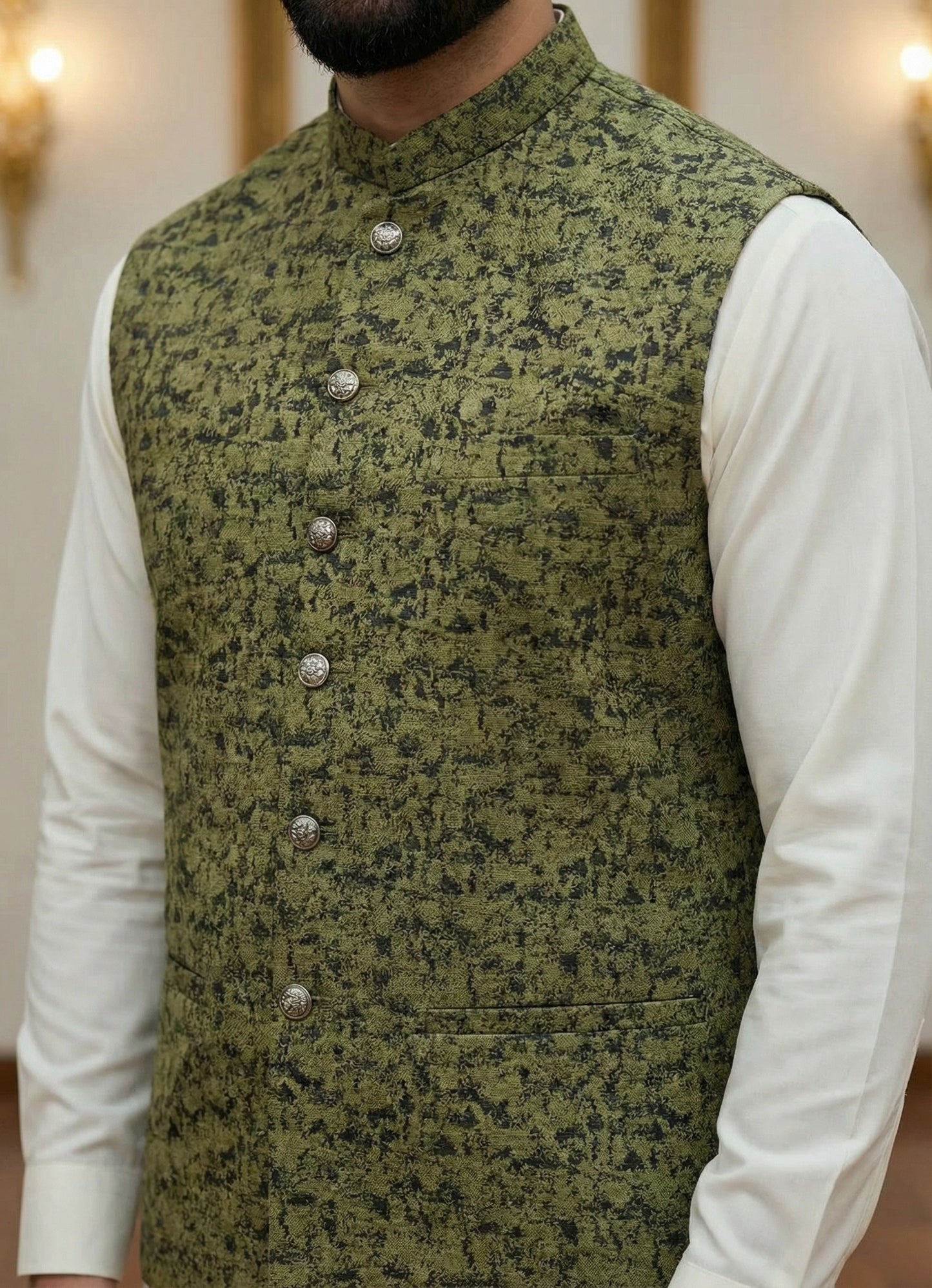 Men Mehndi Waistcoat