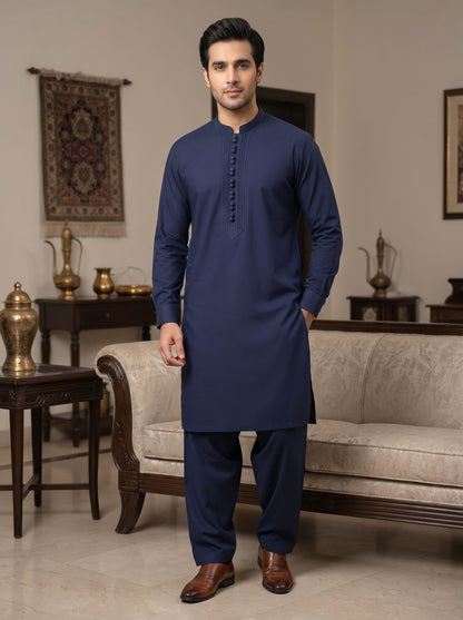 Men Navy Blue kameez Shalwar