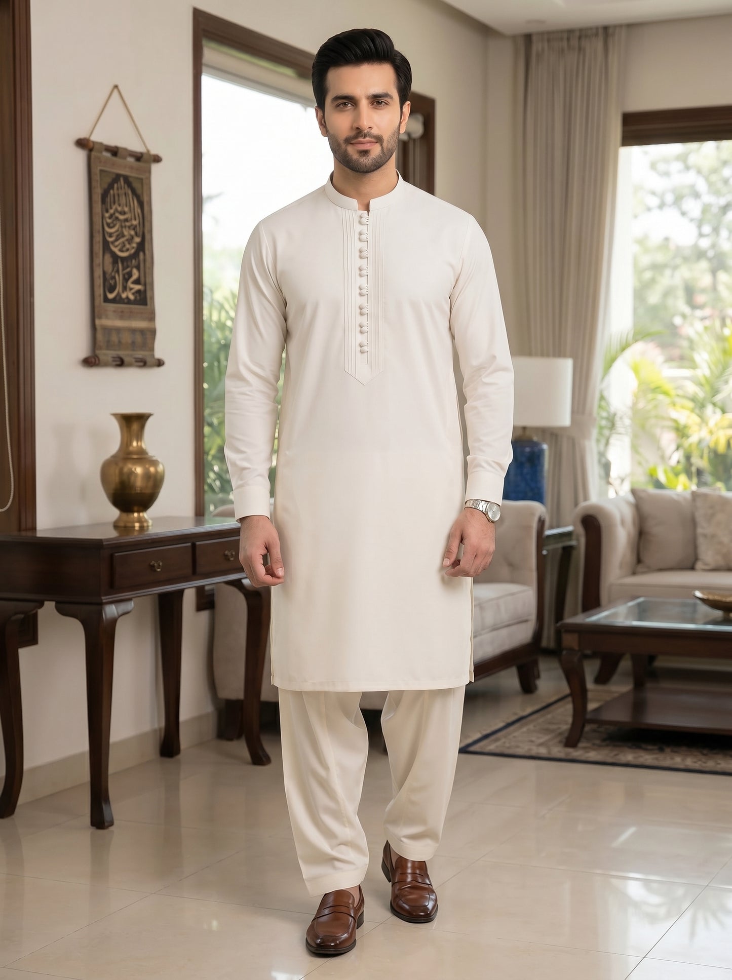 Men Off White kameez Shalwar