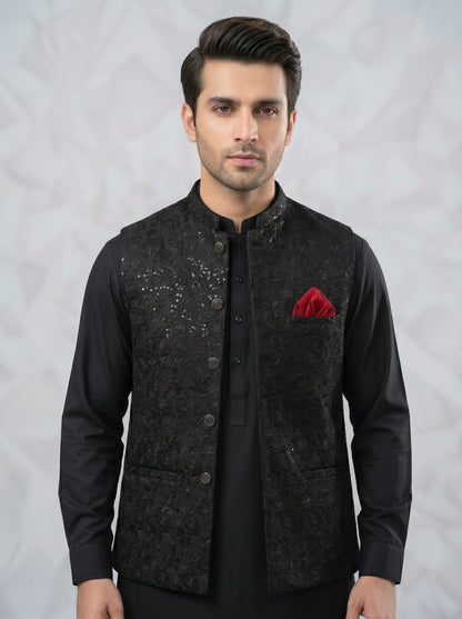 Men Black Stylish Waistcoat