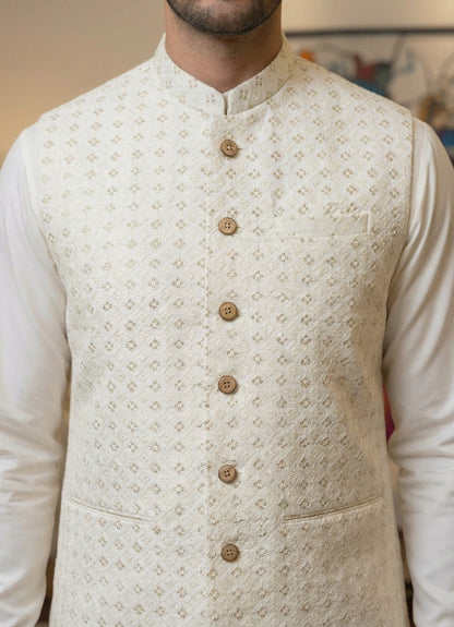 Men Premium Off White Waistcoat