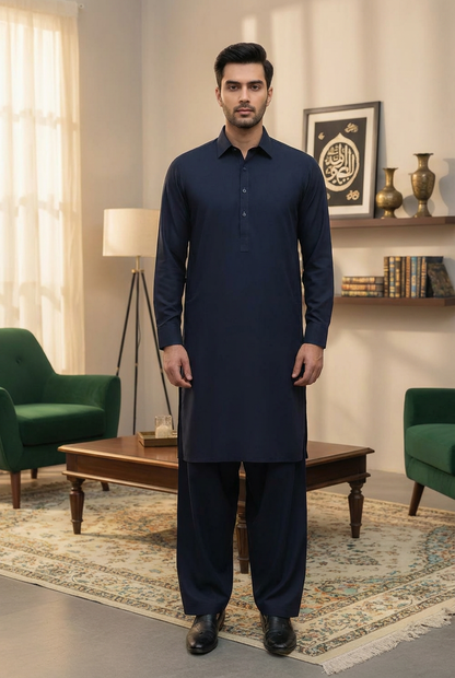 Men 3 Piece Kameez Shalwar with Waistcoat