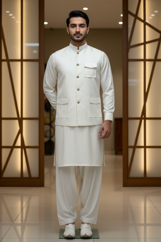 Men Kameez Shalwar with Waistcoat