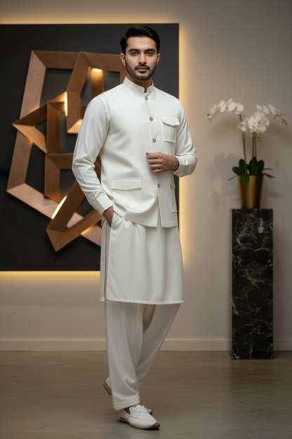 Men Kameez Shalwar with Waistcoat