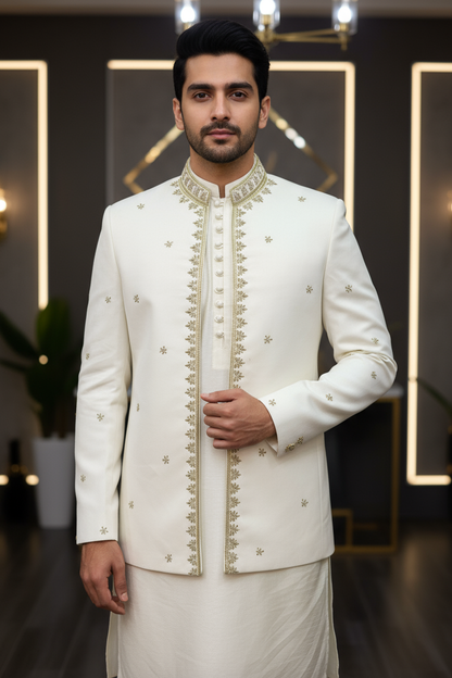 Premium Stylish Off-White Color Open Prince Coat