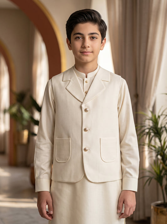 Boys 3 Piece Kameez Shalwar Waistcoat