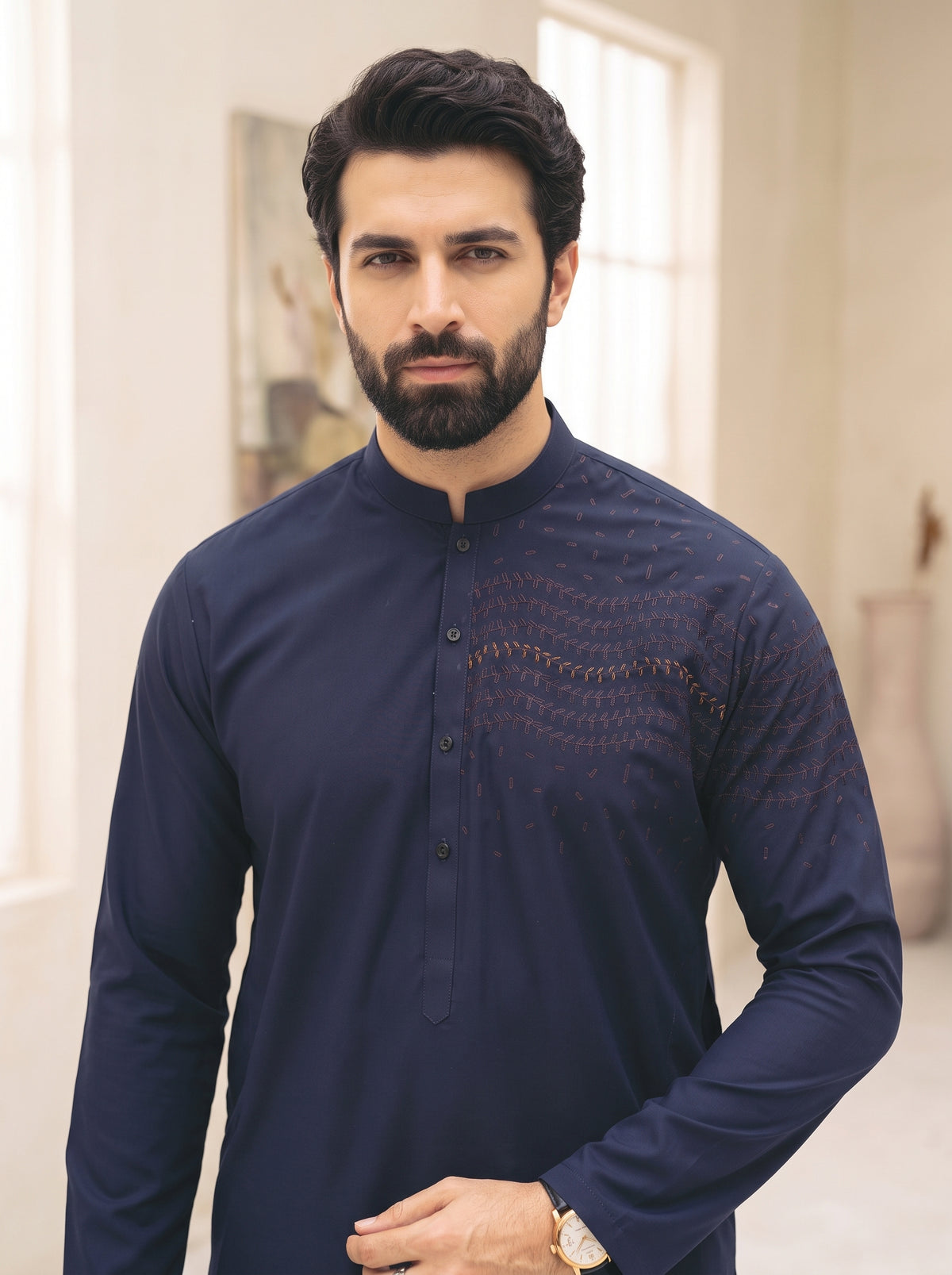 Men Unstitch Navy Blue