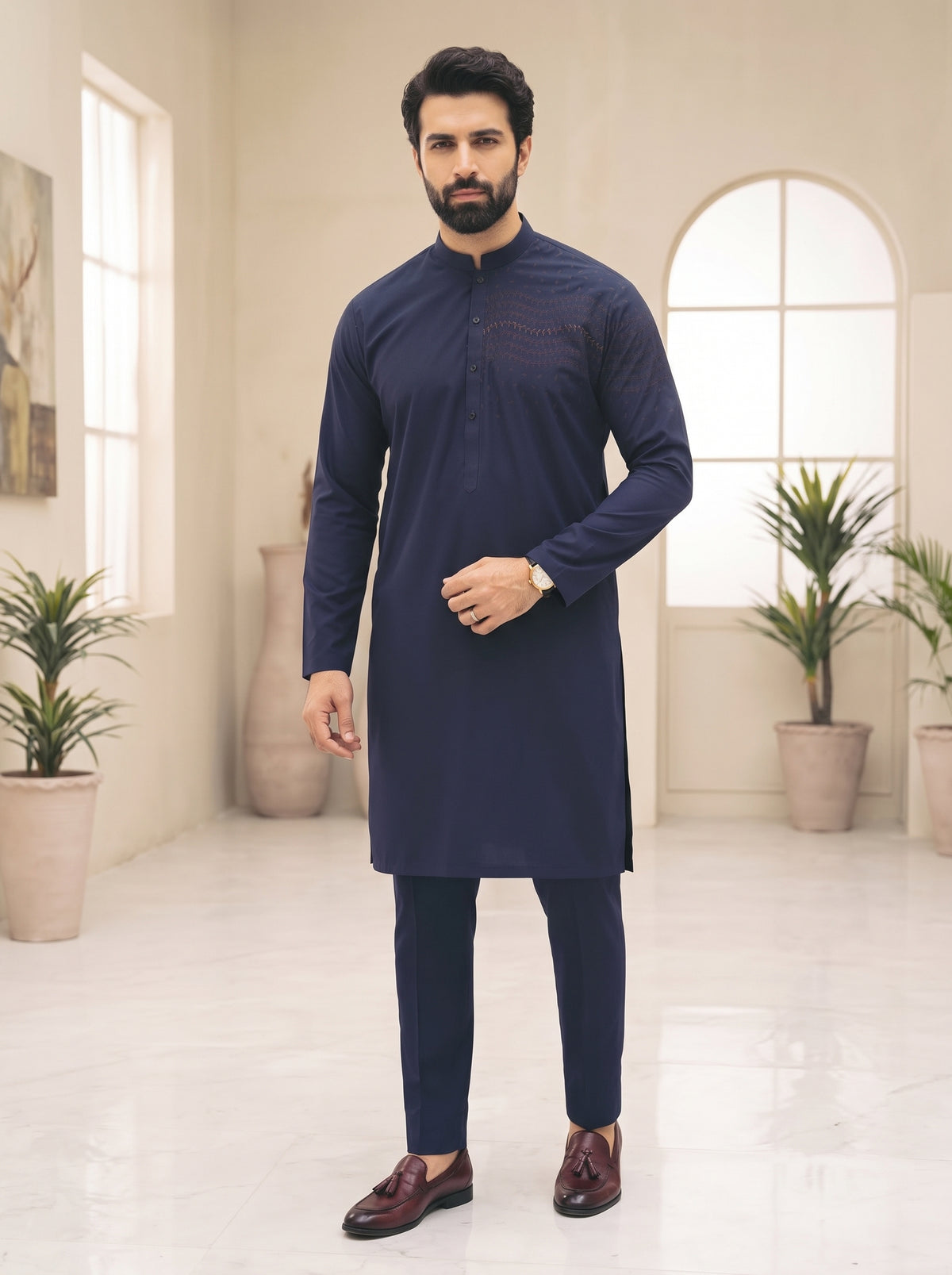 Men Unstitch Navy Blue
