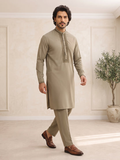Men Unstitched Beige Suit
