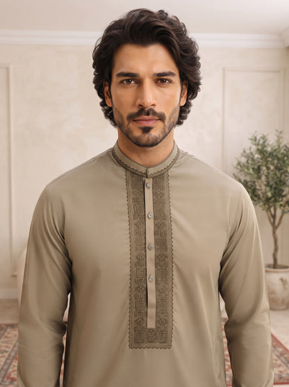 Men Unstitched Beige Suit