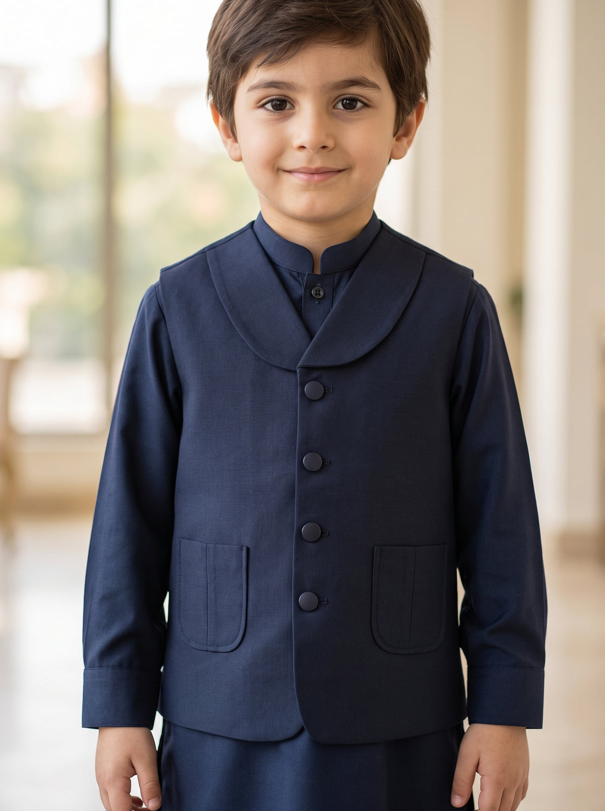 Kids 3 Piece Kameez Shalwar Navy Blue