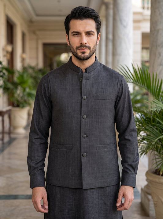 Men 3 Piece Kameez Shalwar Matching Waistcoat