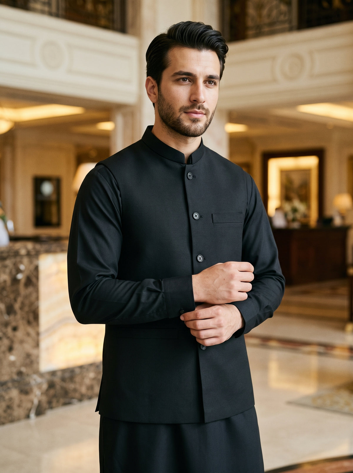 Men 3 Piece Matching Kameez Shalwar Waistcoat
