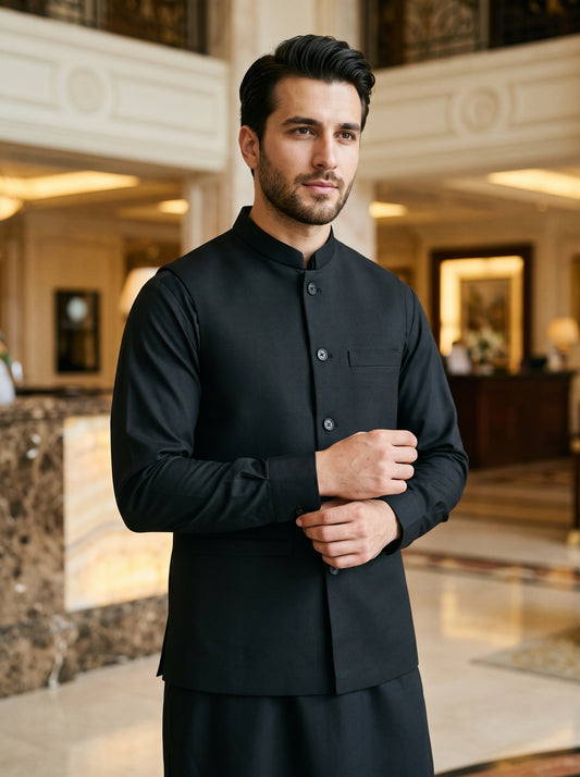 Men 3 Piece Matching Kameez Shalwar Waistcoat