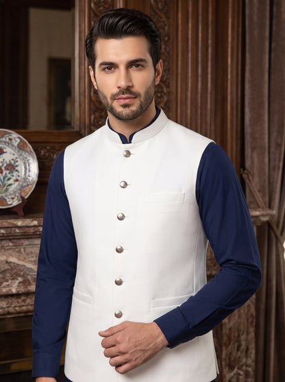 Men Off White Waistcoat