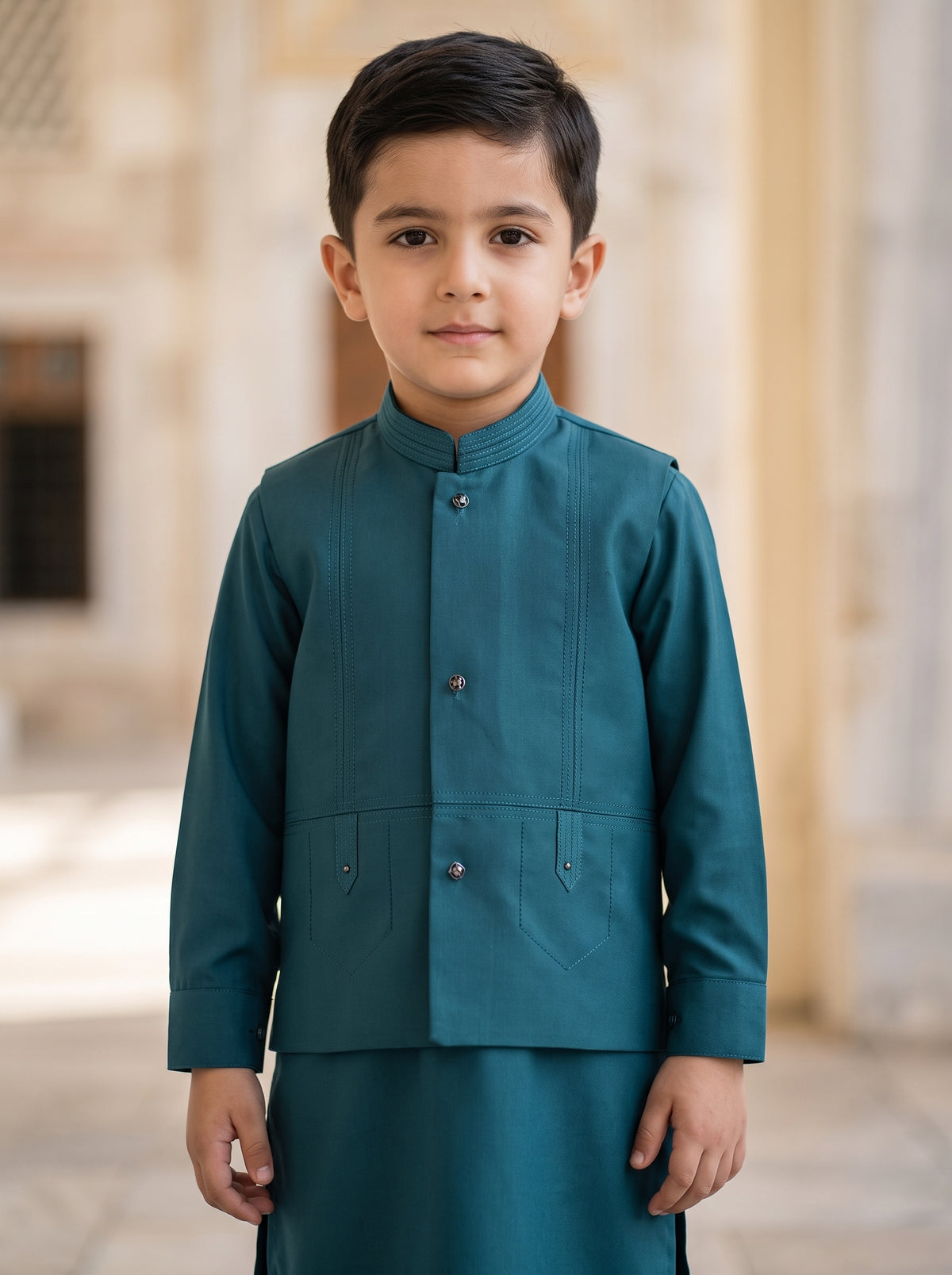 Kids 3 Piece Kameez Pajama Waistcoat