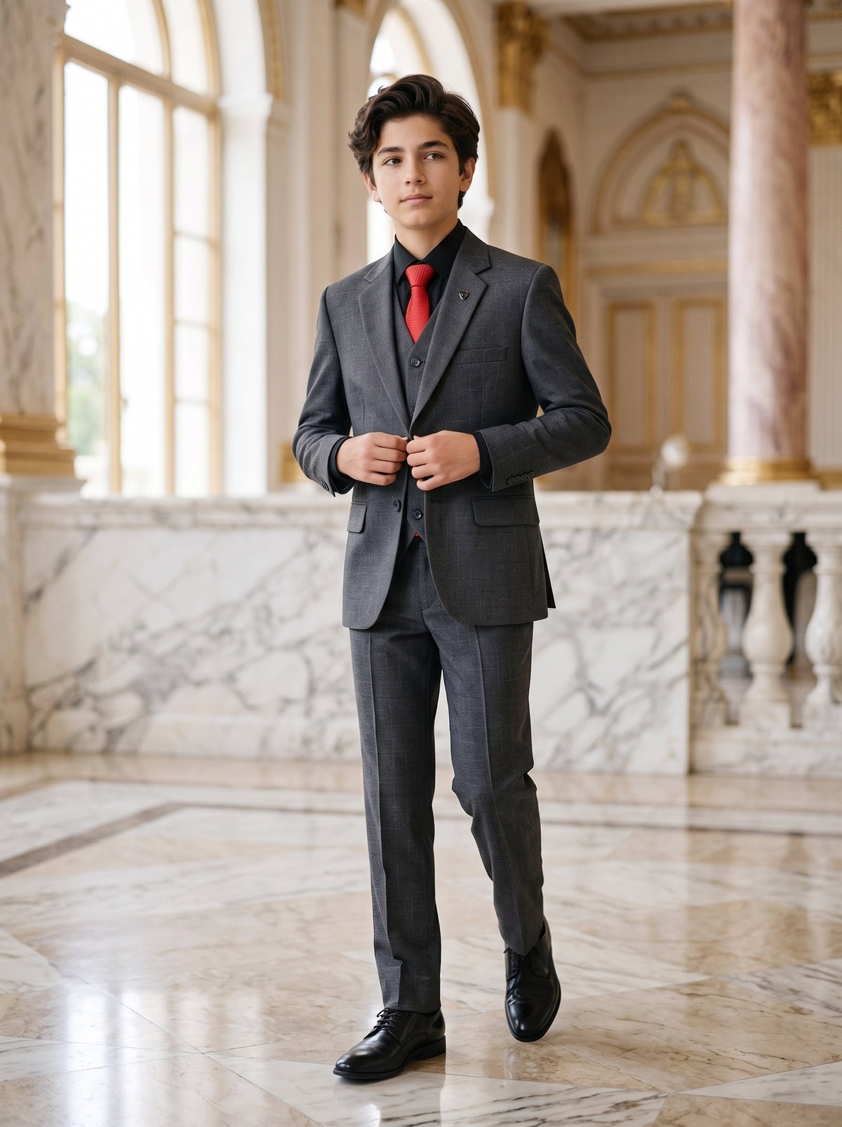 Boys 3 Piece Suit Grey
