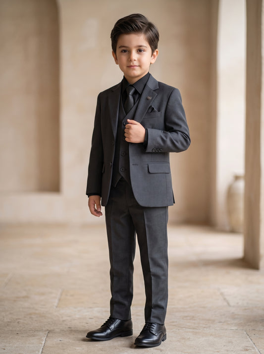 Kids 3 Piece Suit Charcoal