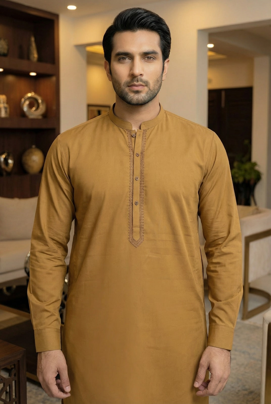 Elegant D.Camel Cotton Shalwar Kameez