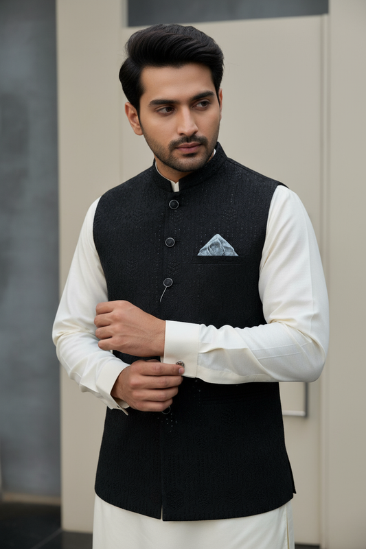 Men Black Waistcoat