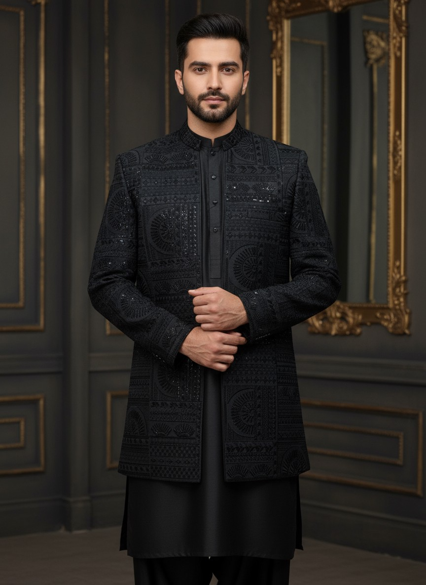 Premium Black Long Prince Coat