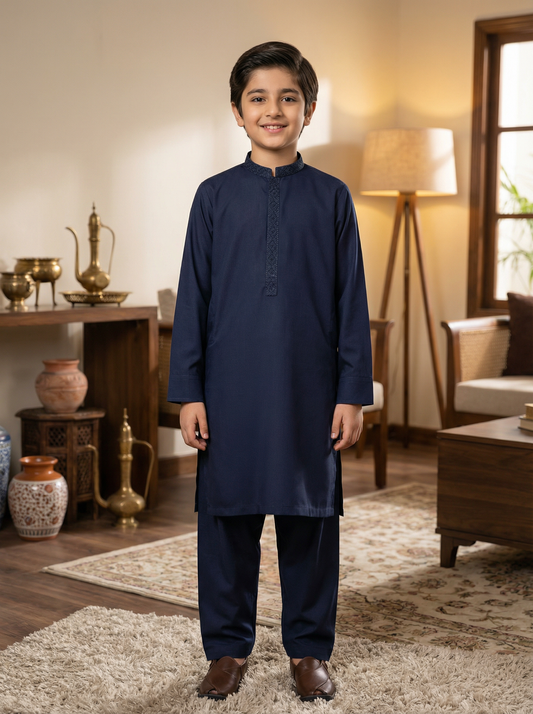 Boys Navy Blue Kameez Shalwar
