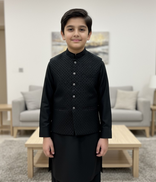 Boys Stylish Black Waistcoat