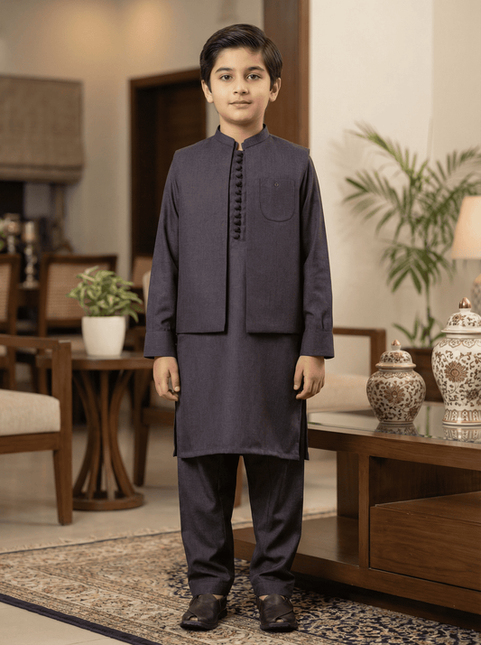 Boys 3 Piece Kameez Pajama with Waistcoat