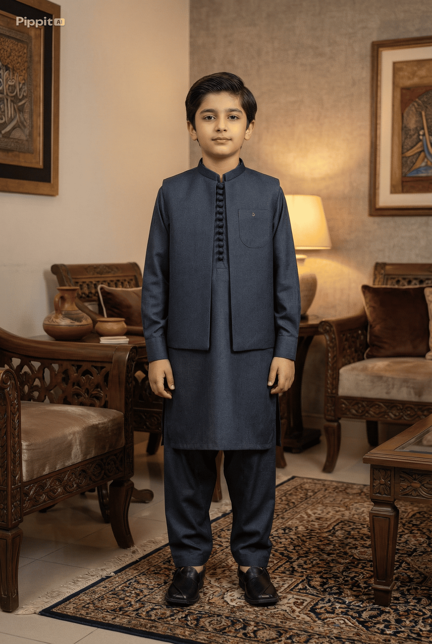 Boys 3 Piece Kameez Pajama with Waistcoat