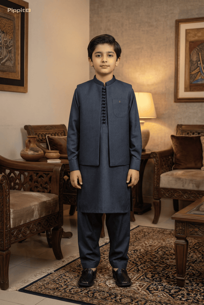 Boys 3 Piece Kameez Pajama with Waistcoat