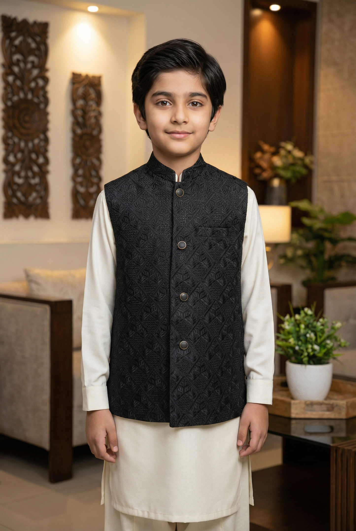 Boys Black Waistcoat