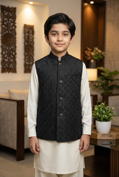 Boys Black Waistcoat