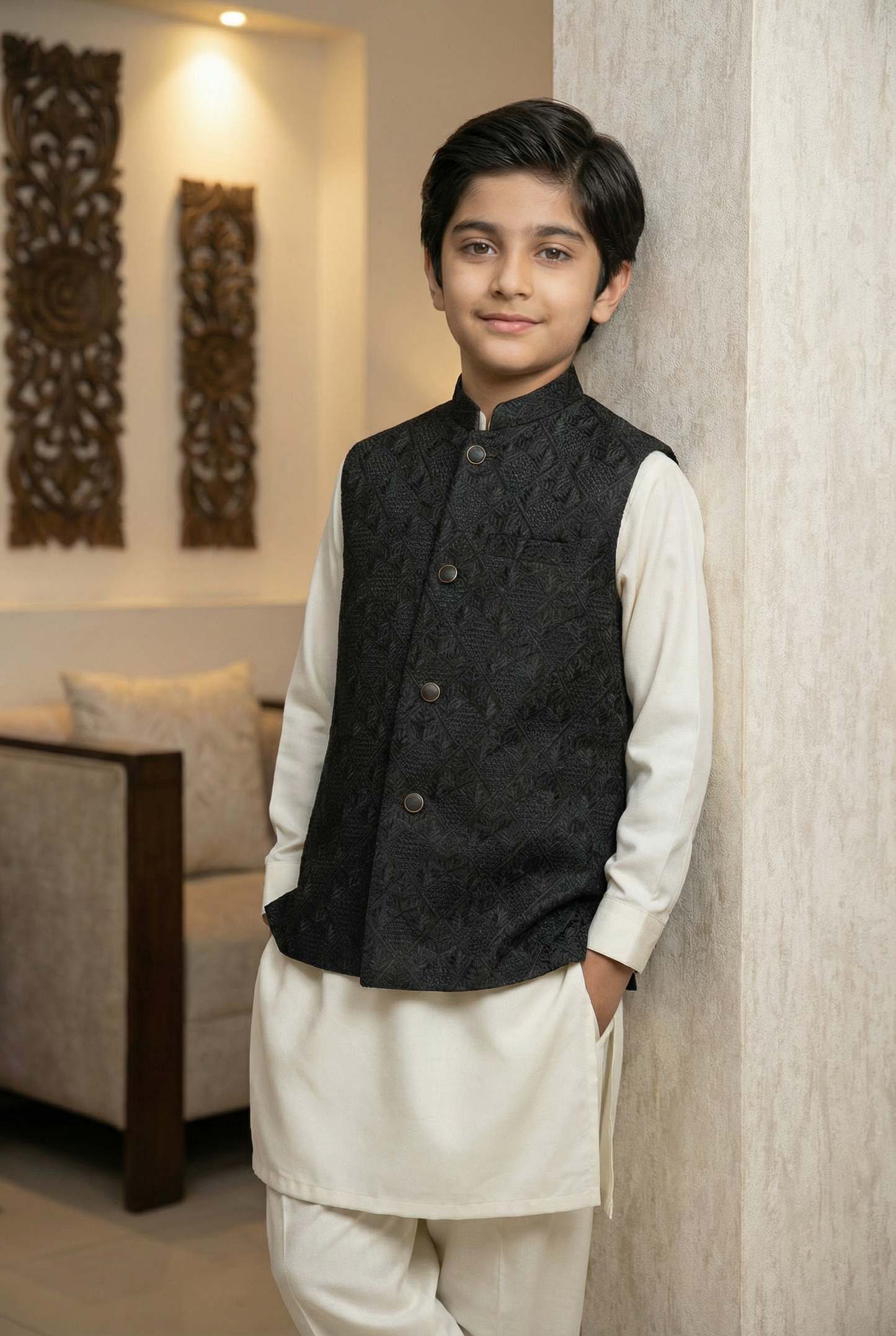 Boys Black Waistcoat