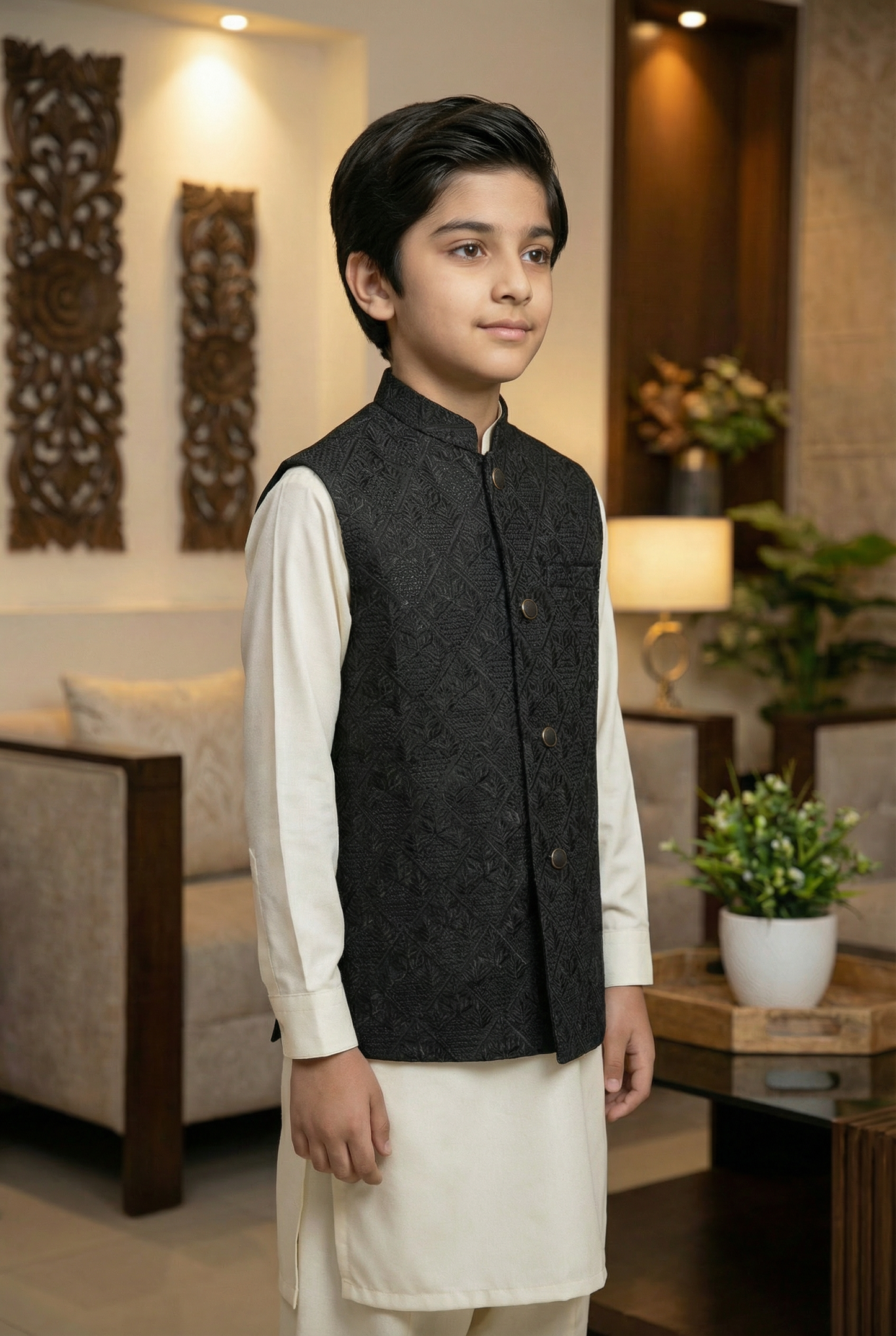 Boys Black Waistcoat