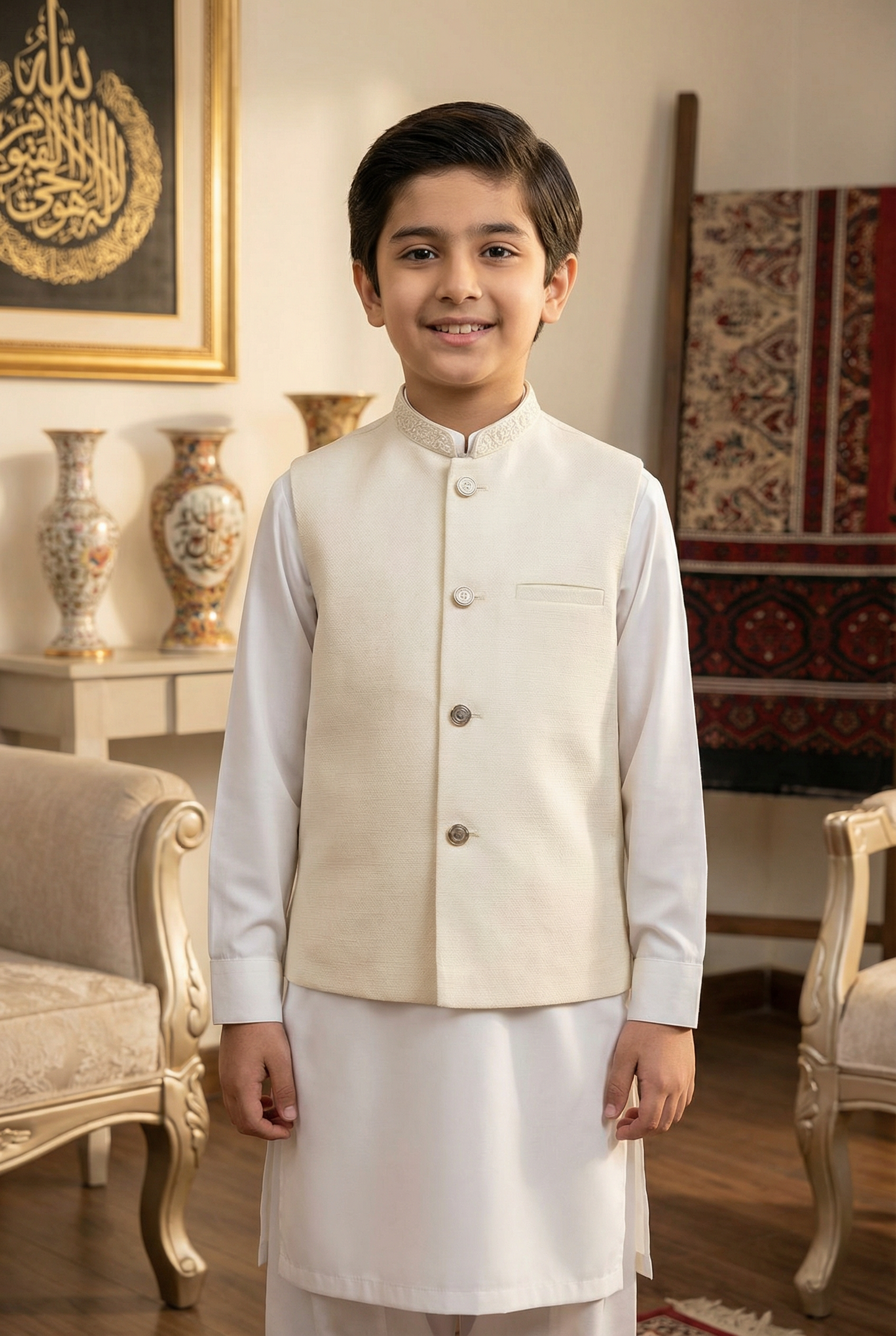 Boys Cream Formal Waistcoat