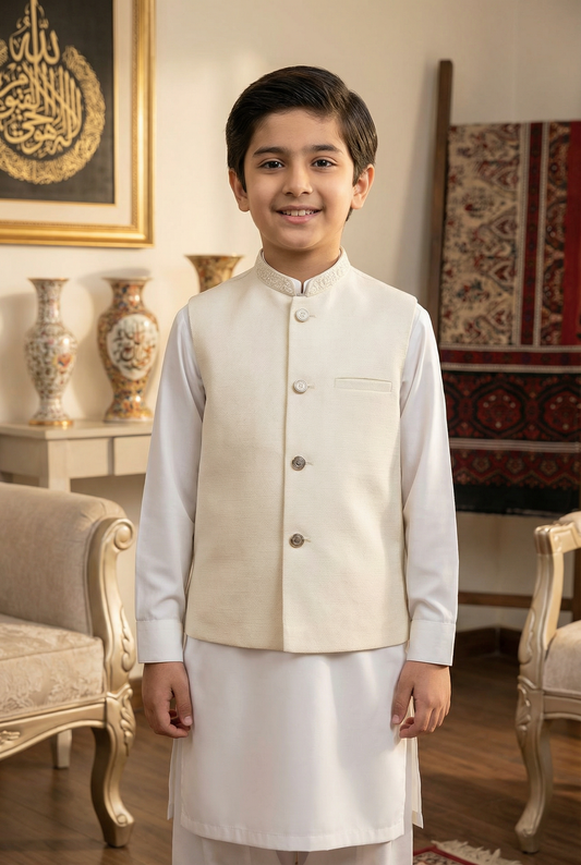 Boys Cream Formal Waistcoat