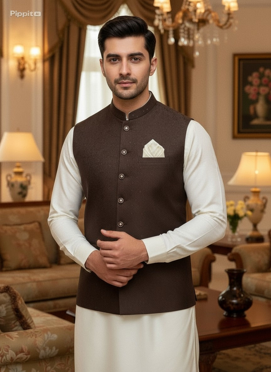 Men Brown Waistcoat