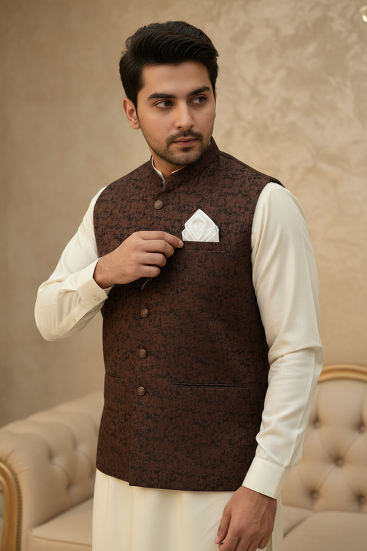 Men Brown Waistcoat