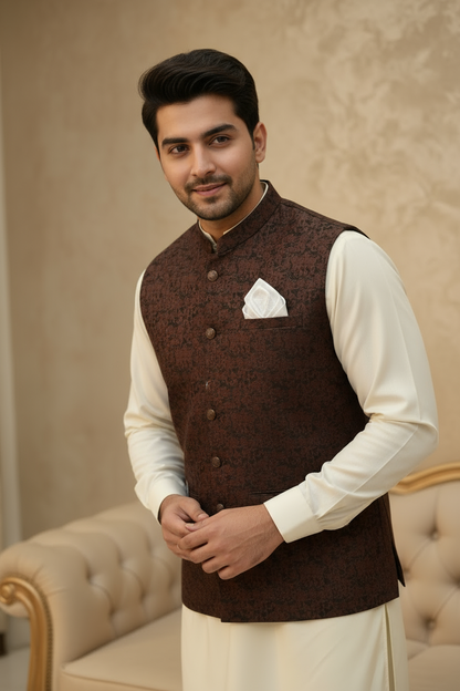 Men Brown Waistcoat